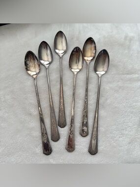 Puritan Silverplate Vintage Soda Fountain Iced Tea Spoons Set of 6 Formal Ware